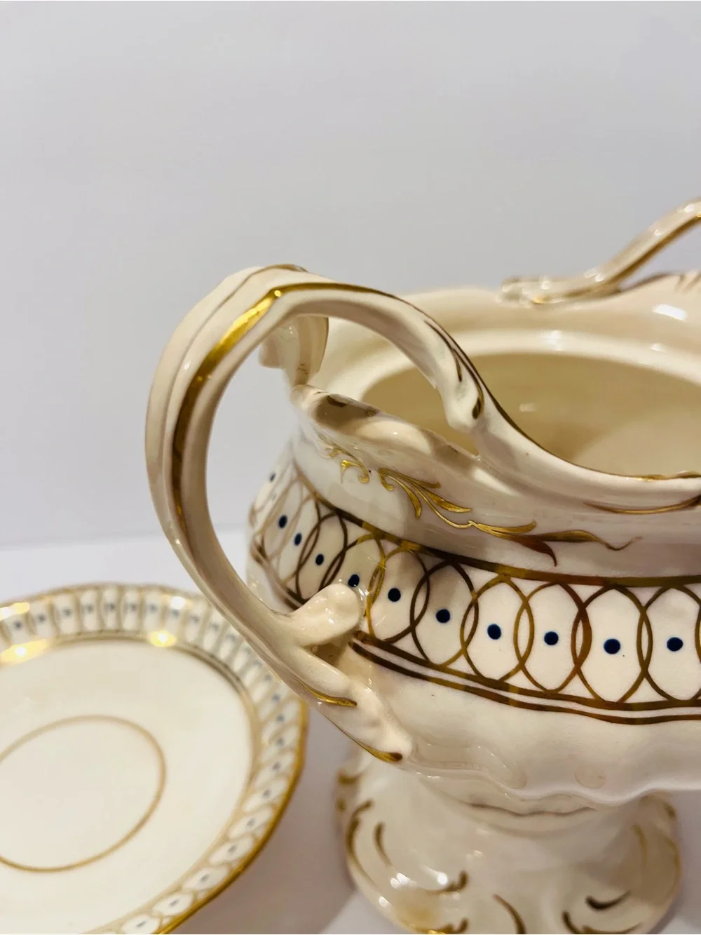 Antique Early 19th Century English Glazed Porcelain & Hand Gilded Tea Set